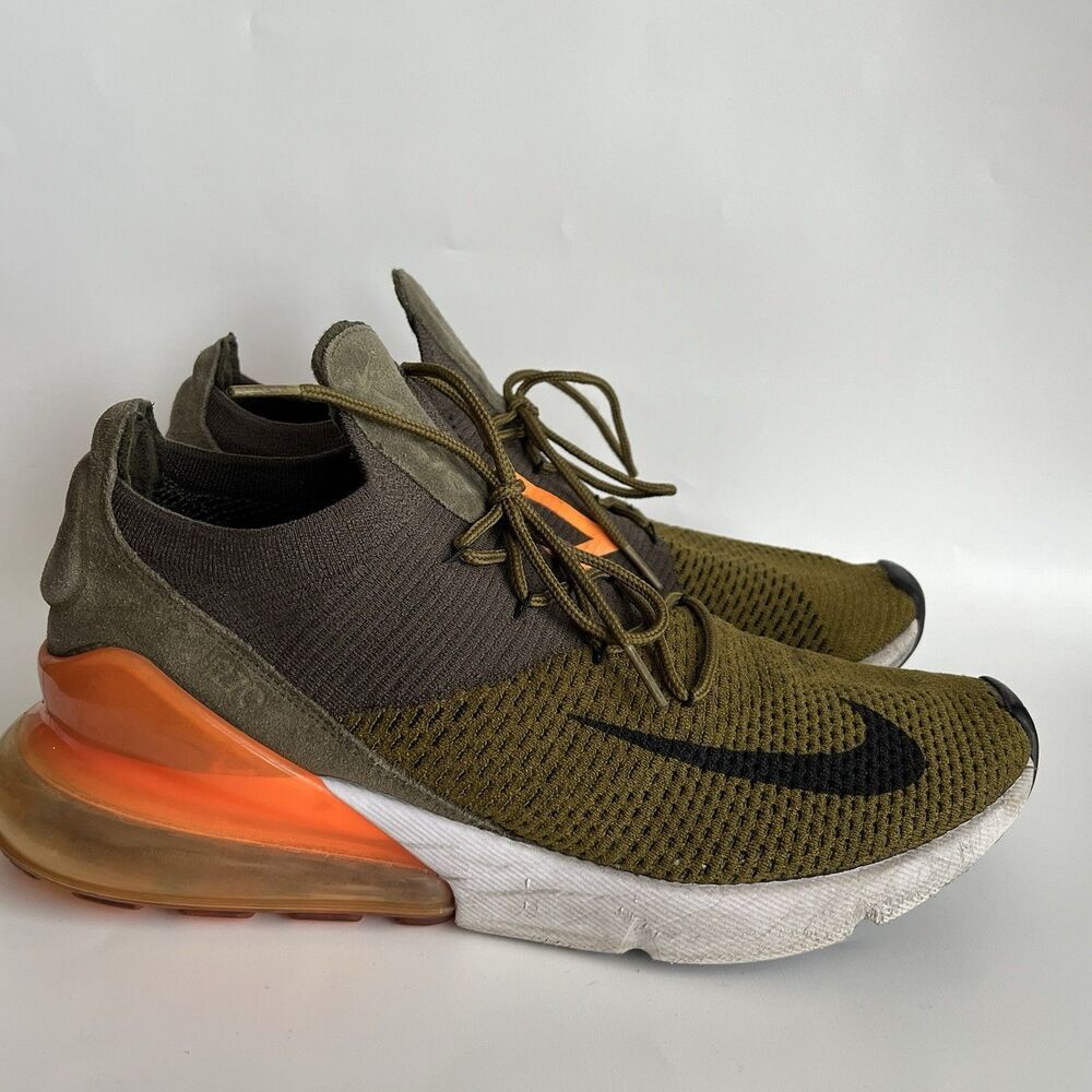 Nike Air Max 270 Flyknit Sneakers Shoes Olive Flak Size 12 Gym‎ Sports Workout